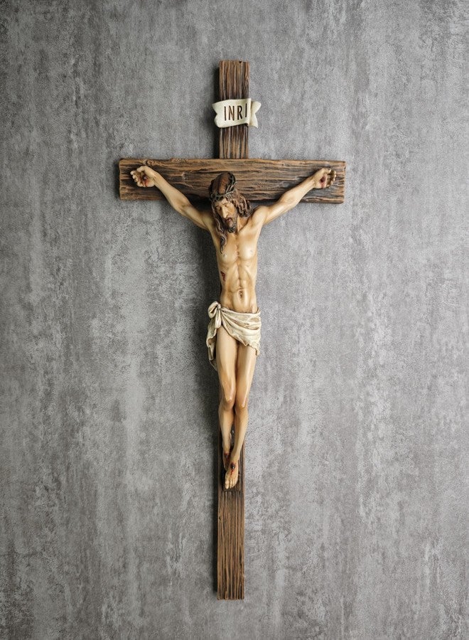 BC BUILDCLASSIC BC Catholic Crucifix Wall Cross, Jesus Christ Inspirational Home Décor, Religious Devout Gift, 14"H, Renaissance Sculpture Handmade by Buildclassic - Image 3